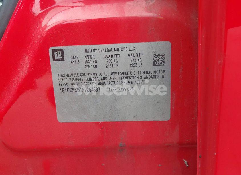 Photo 9 of 2015 Chevrolet Cruze 1LT AUTO (VIN 1G1PC5SB1F7264337)