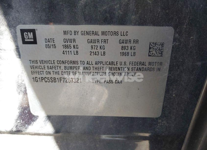 Photo 9 of 2015 Chevrolet Cruze 1LT AUTO (VIN 1G1PC5SB1F7267321)