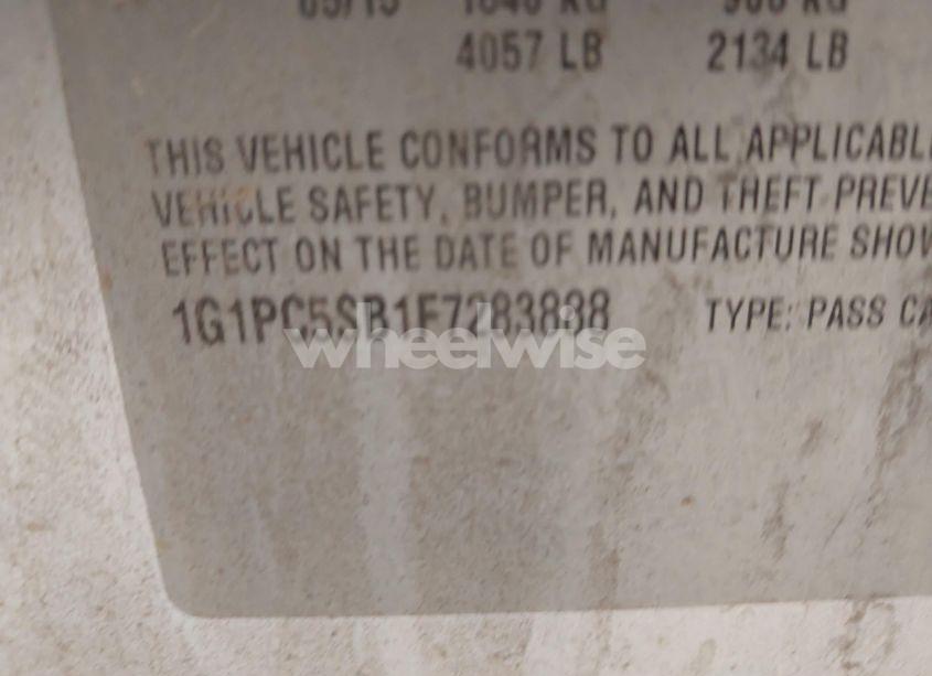 Photo 9 of 2015 Chevrolet Cruze 1LT AUTO (VIN 1G1PC5SB1F7283888)