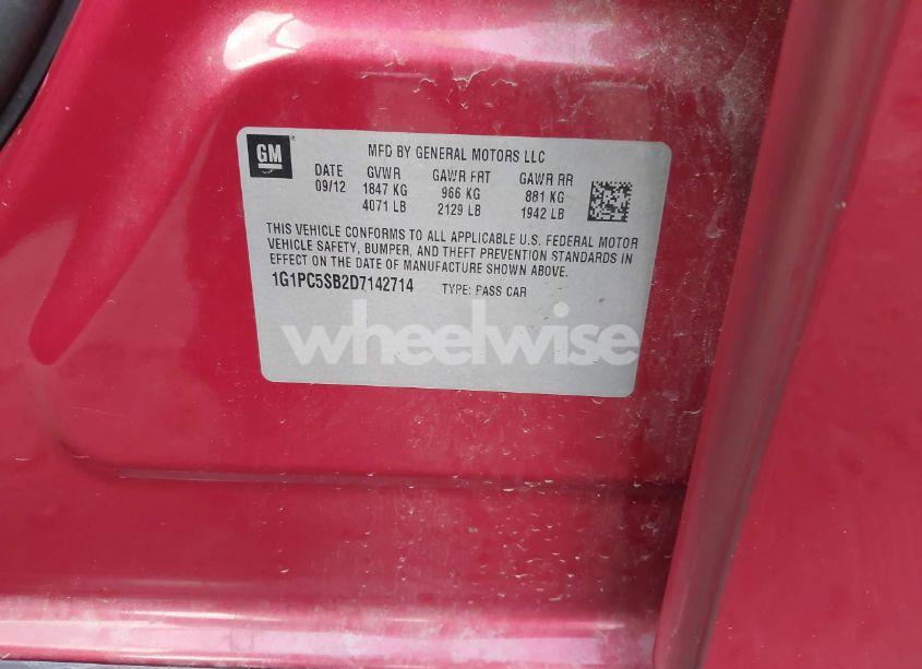 Photo 9 of 2013 Chevrolet Cruze 1LT AUTO (VIN 1G1PC5SB2D7142714)