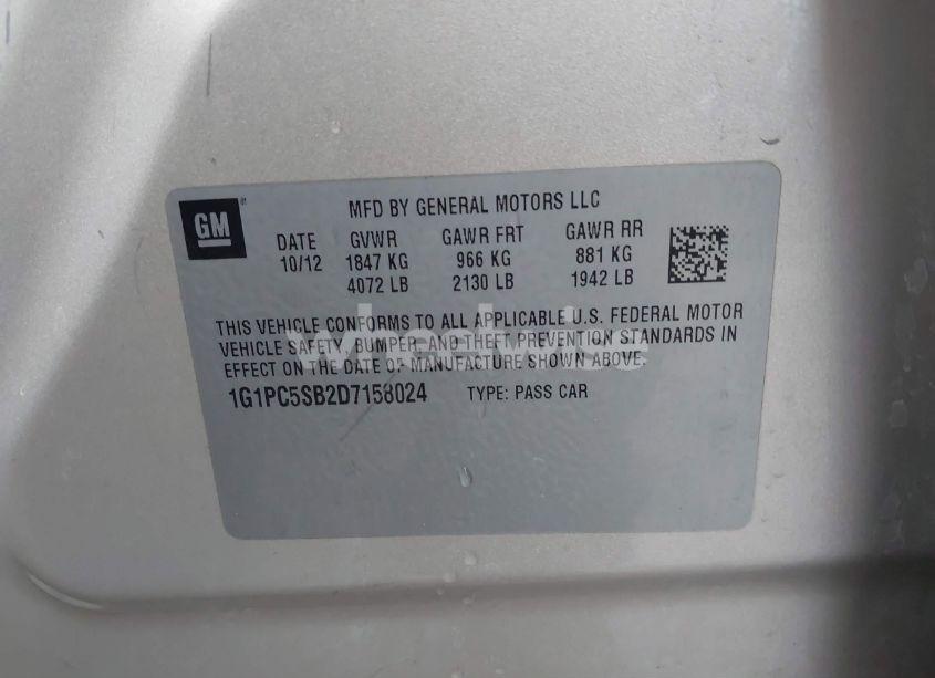 Photo 9 of 2013 Chevrolet Cruze 1LT AUTO (VIN 1G1PC5SB2D7158024)