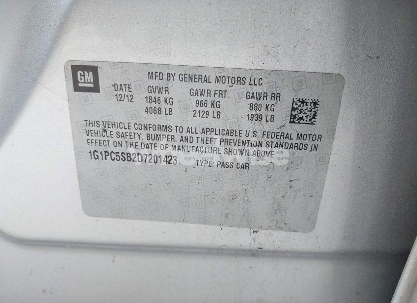 Photo 9 of 2013 Chevrolet Cruze 1LT AUTO (VIN 1G1PC5SB2D7201423)