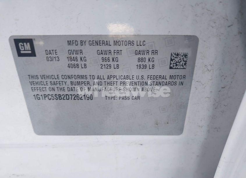 Photo 9 of 2013 Chevrolet Cruze LT (VIN 1G1PC5SB2D7262190)