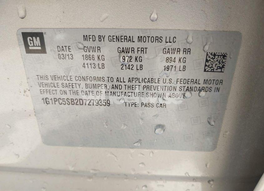 Photo 9 of 2013 Chevrolet Cruze 1LT AUTO (VIN 1G1PC5SB2D7279359)