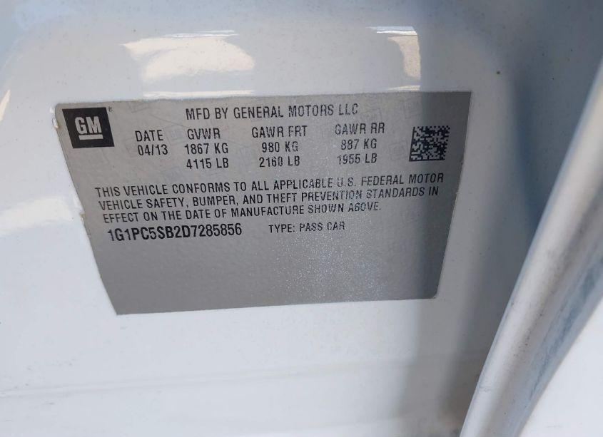 Photo 9 of 2013 Chevrolet Cruze 1LT AUTO (VIN 1G1PC5SB2D7285856)