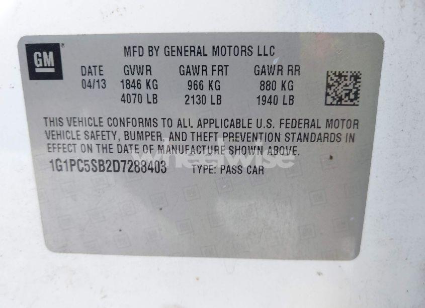 Photo 9 of 2013 Chevrolet Cruze 1LT AUTO (VIN 1G1PC5SB2D7288403)