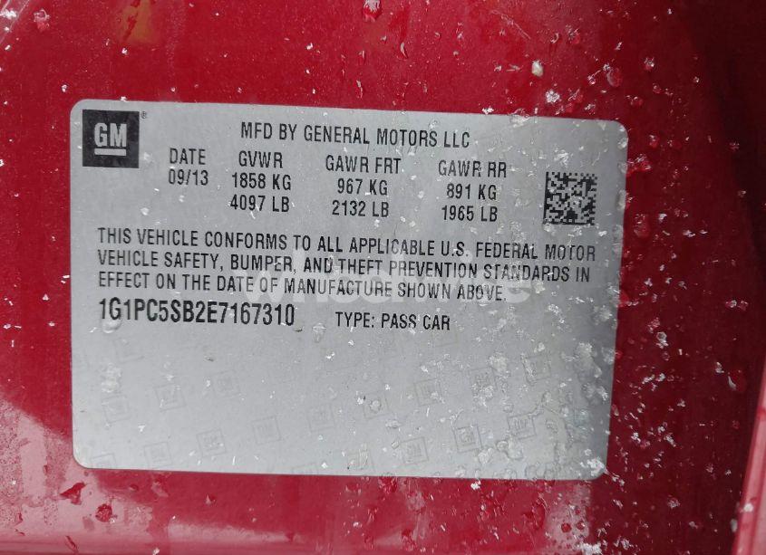 Photo 9 of 2014 Chevrolet Cruze 1LT AUTO (VIN 1G1PC5SB2E7167310)