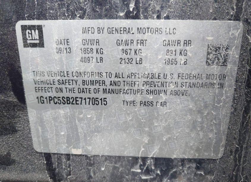 Photo 9 of 2014 Chevrolet Cruze 1LT AUTO (VIN 1G1PC5SB2E7170515)