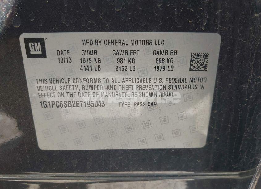 Photo 9 of 2014 Chevrolet Cruze 1LT AUTO (VIN 1G1PC5SB2E7195043)