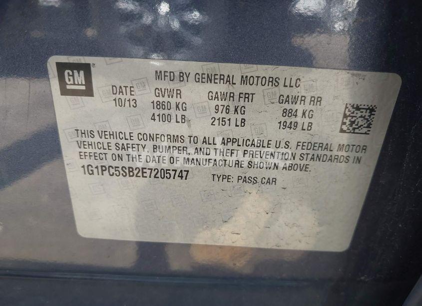 Photo 9 of 2014 Chevrolet Cruze 1LT AUTO (VIN 1G1PC5SB2E7205747)