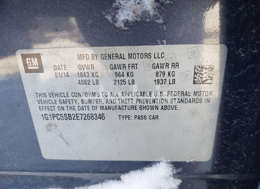 Photo 9 of 2014 Chevrolet Cruze 1LT AUTO (VIN 1G1PC5SB2E7268346)