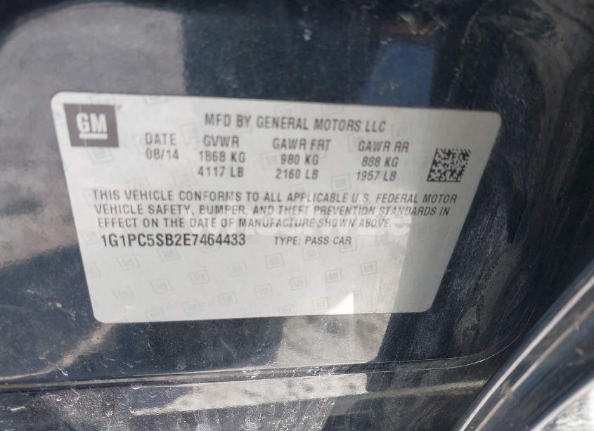 Photo 9 of 2014 Chevrolet Cruze 1LT AUTO (VIN 1G1PC5SB2E7464433)