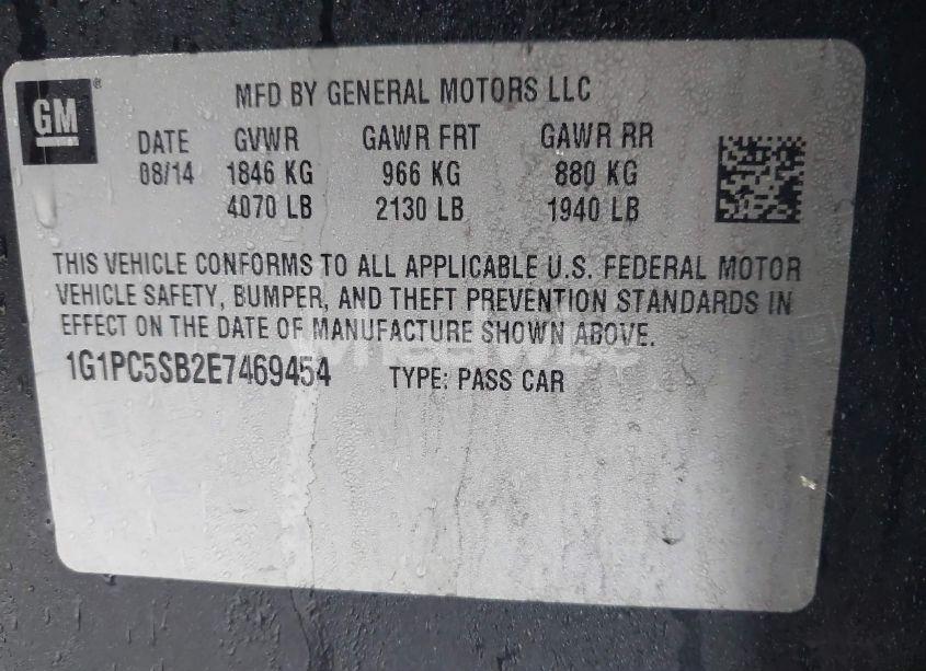 Photo 9 of 2014 Chevrolet Cruze 1LT AUTO (VIN 1G1PC5SB2E7469454)