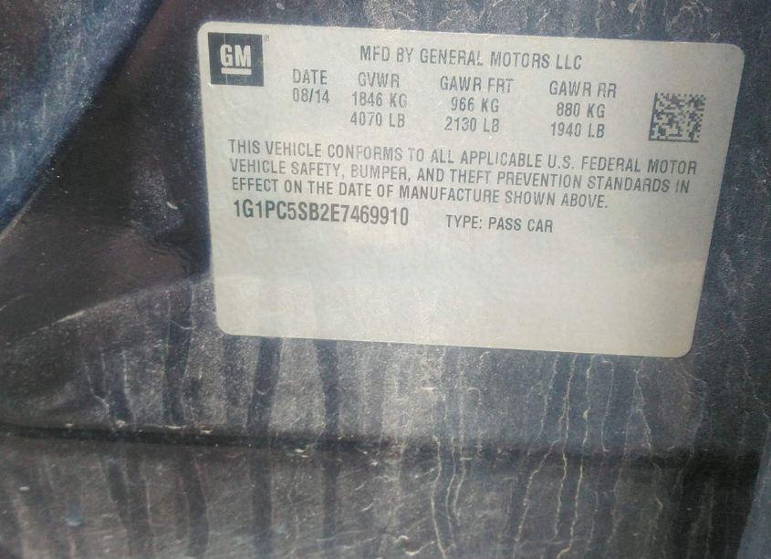 Photo 9 of 2014 Chevrolet Cruze 1LT AUTO (VIN 1G1PC5SB2E7469910)