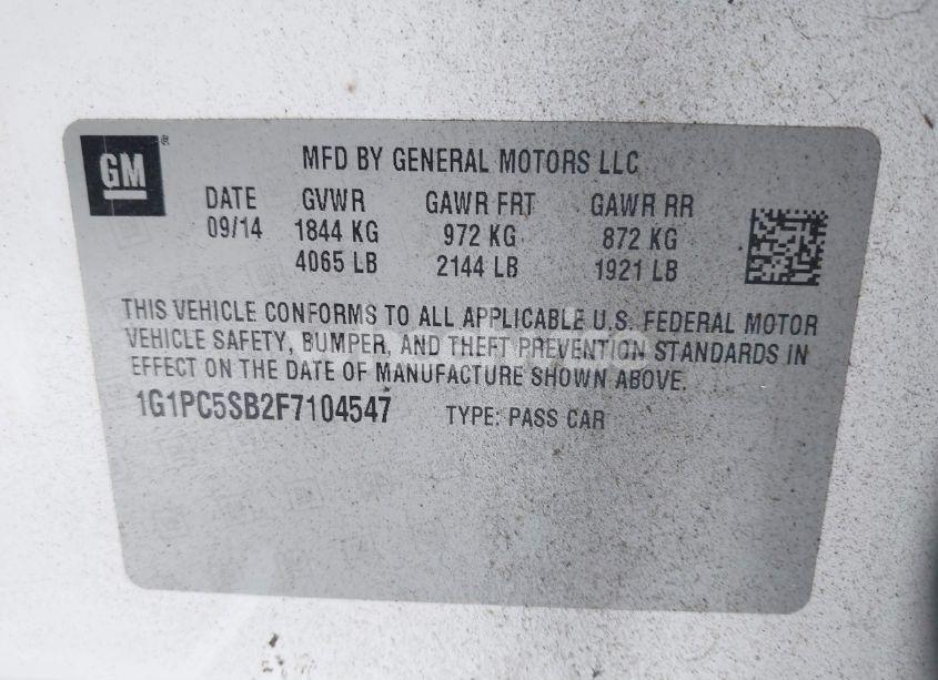 Photo 9 of 2015 Chevrolet Cruze 1LT AUTO (VIN 1G1PC5SB2F7104547)