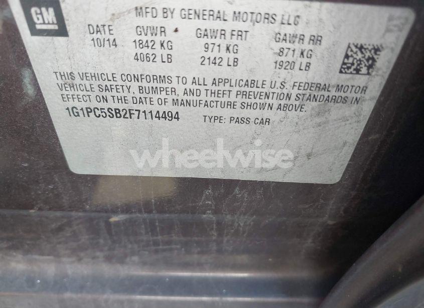 Photo 8 of 2015 Chevrolet Cruze 1LT AUTO (VIN 1G1PC5SB2F7114494)