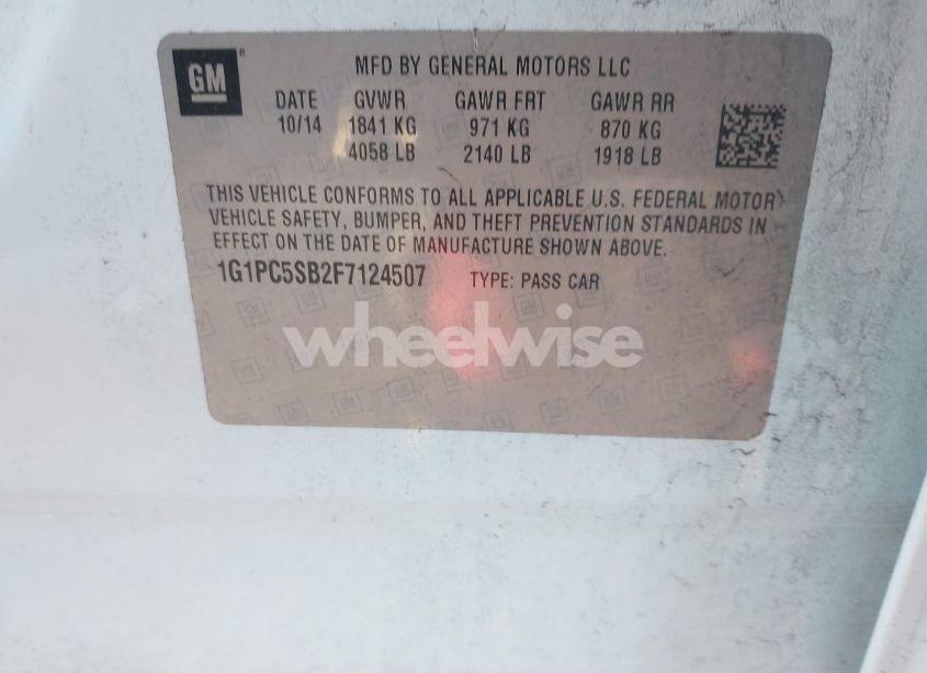 Photo 9 of 2015 Chevrolet Cruze 1LT AUTO (VIN 1G1PC5SB2F7124507)