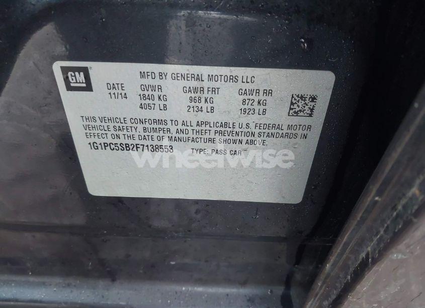 Photo 9 of 2015 Chevrolet Cruze 1LT AUTO (VIN 1G1PC5SB2F7138553)