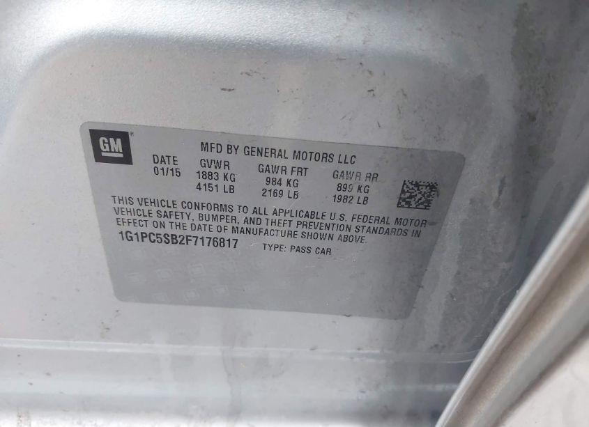 Photo 9 of 2015 Chevrolet Cruze 1LT AUTO (VIN 1G1PC5SB2F7176817)