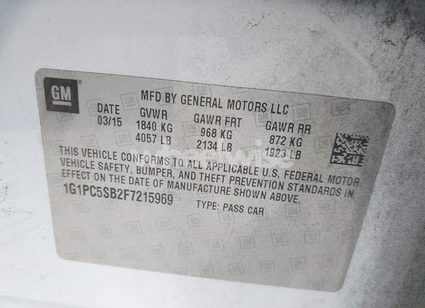 Photo 9 of 2015 Chevrolet Cruze 1LT AUTO (VIN 1G1PC5SB2F7215969)