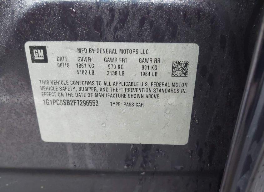 Photo 9 of 2015 Chevrolet Cruze 1LT AUTO (VIN 1G1PC5SB2F7296553)