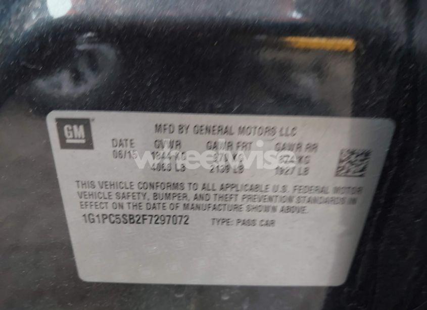 Photo 9 of 2015 Chevrolet Cruze 1LT AUTO (VIN 1G1PC5SB2F7297072)