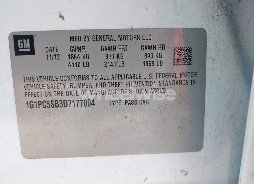 Photo 9 of 2013 Chevrolet Cruze 1LT AUTO (VIN 1G1PC5SB3D7177004)