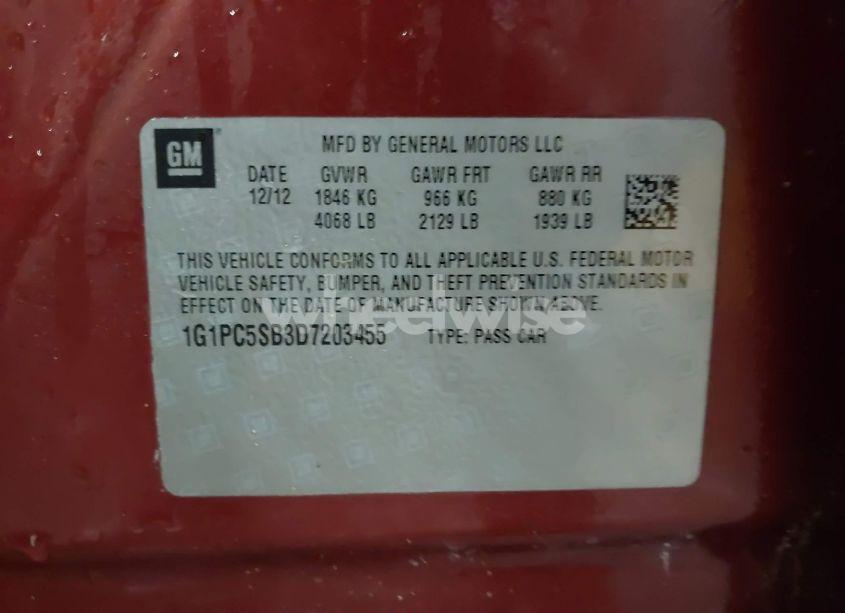 Photo 9 of 2013 Chevrolet Cruze 1LT AUTO (VIN 1G1PC5SB3D7203455)