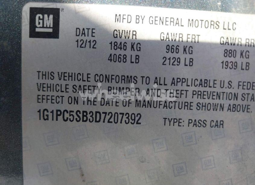 Photo 9 of 2013 Chevrolet Cruze 1LT AUTO (VIN 1G1PC5SB3D7207392)