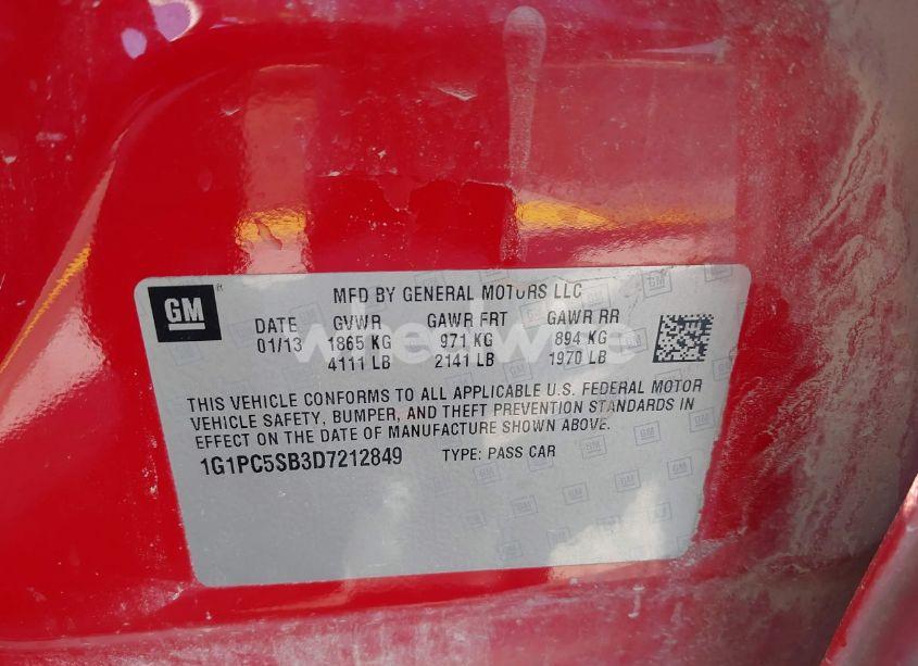 Photo 9 of 2013 Chevrolet Cruze 1LT AUTO (VIN 1G1PC5SB3D7212849)