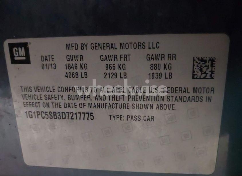 Photo 9 of 2013 Chevrolet Cruze 1LT AUTO (VIN 1G1PC5SB3D7217775)