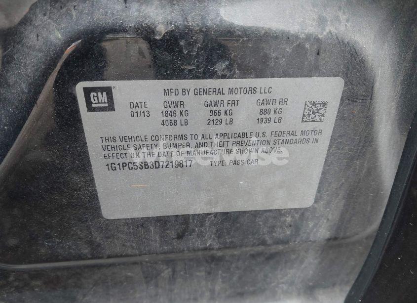 Photo 9 of 2013 Chevrolet Cruze 1LT AUTO (VIN 1G1PC5SB3D7219817)