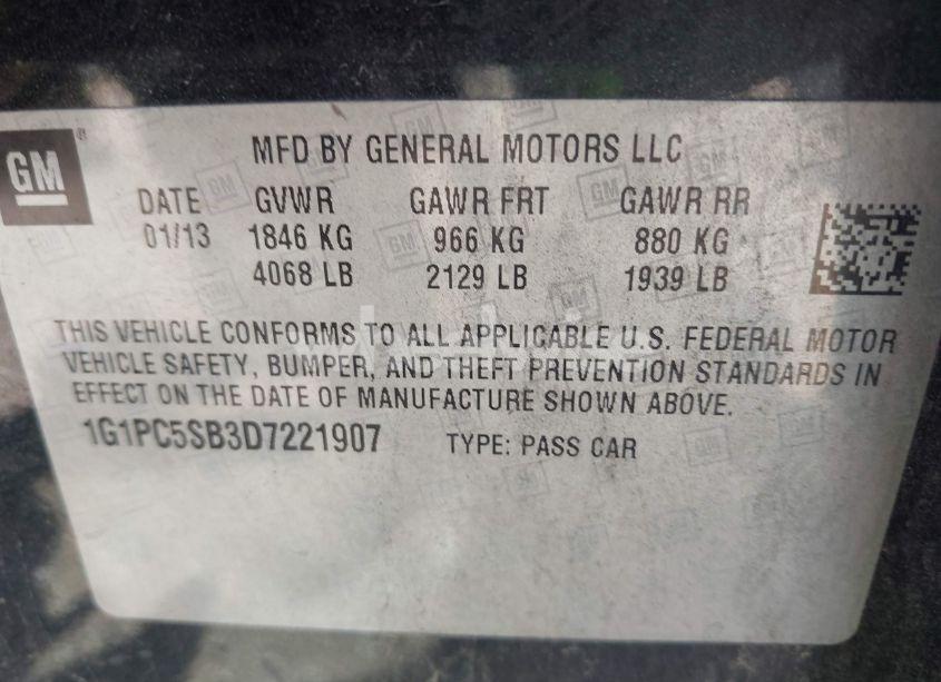 Photo 9 of 2013 Chevrolet Cruze 1LT AUTO (VIN 1G1PC5SB3D7221907)