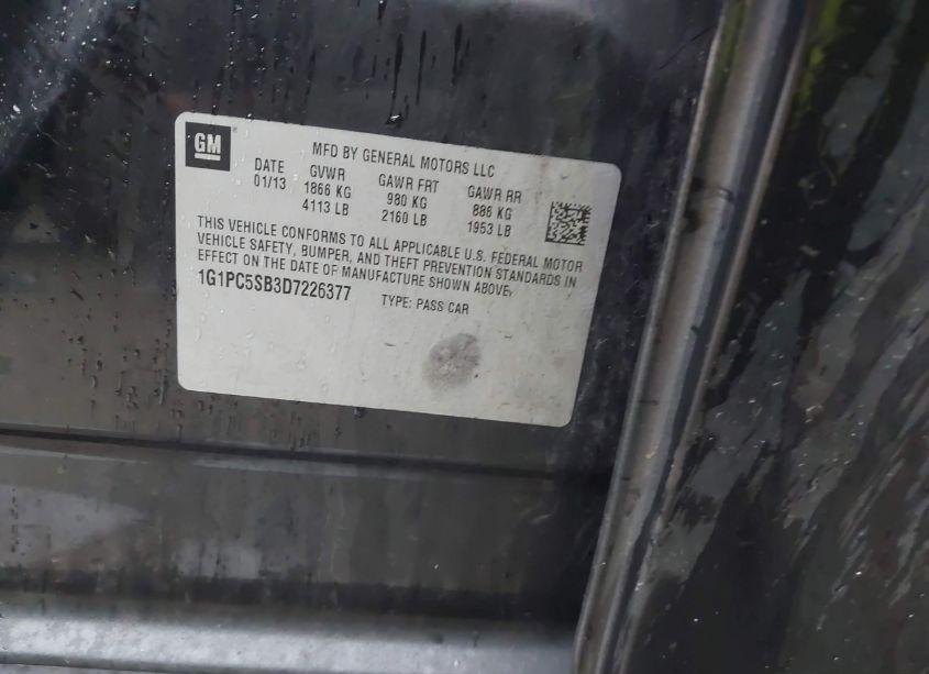 Photo 9 of 2013 Chevrolet Cruze 1LT AUTO (VIN 1G1PC5SB3D7226377)