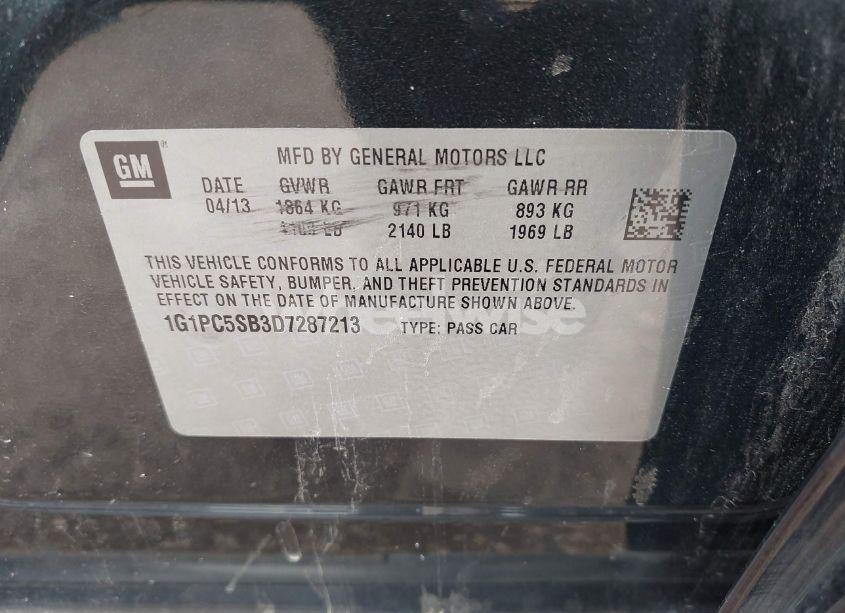 Photo 9 of 2013 Chevrolet Cruze 1LT AUTO (VIN 1G1PC5SB3D7287213)