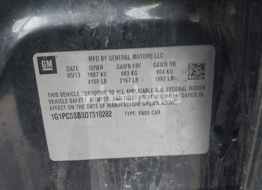 Photo 9 of 2013 Chevrolet Cruze 1LT AUTO (VIN 1G1PC5SB3D7318282)