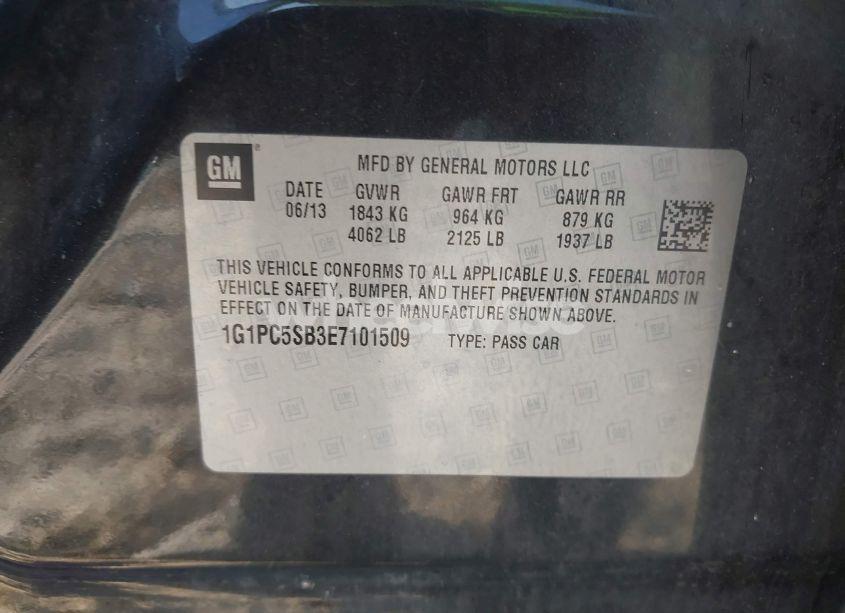 Photo 9 of 2014 Chevrolet Cruze 1LT AUTO (VIN 1G1PC5SB3E7101509)