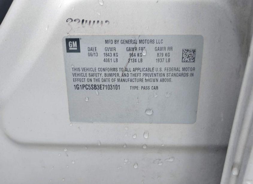 Photo 9 of 2014 Chevrolet Cruze 1LT AUTO (VIN 1G1PC5SB3E7103101)