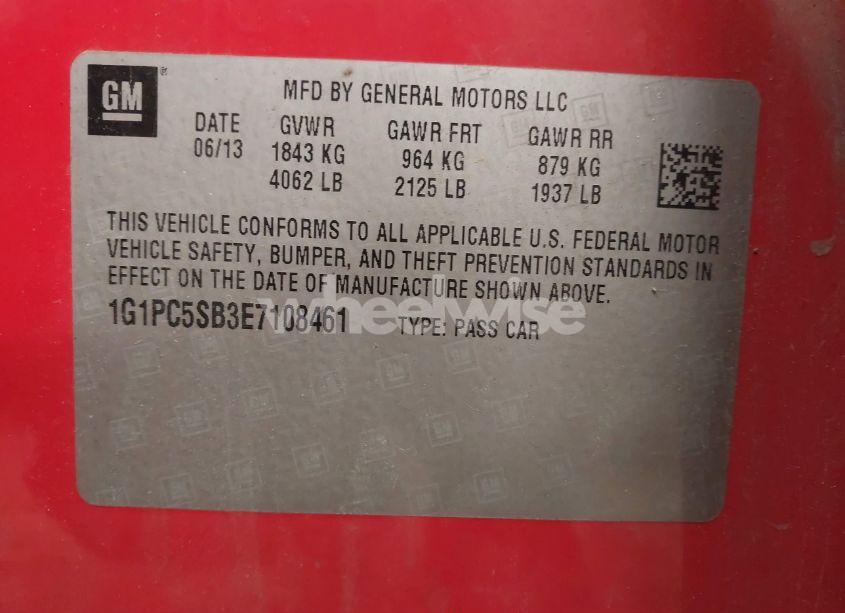 Photo 9 of 2014 Chevrolet Cruze 1LT AUTO (VIN 1G1PC5SB3E7108461)