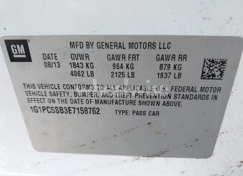 Photo 9 of 2014 Chevrolet Cruze 1LT AUTO (VIN 1G1PC5SB3E7158762)