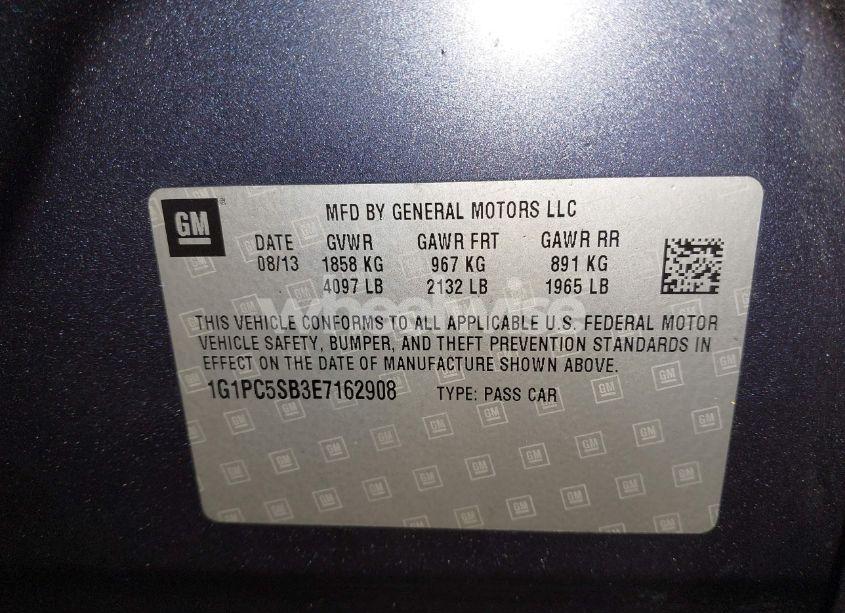 Photo 9 of 2014 Chevrolet Cruze 1LT AUTO (VIN 1G1PC5SB3E7162908)