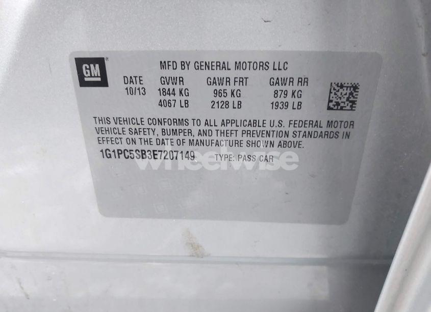 Photo 9 of 2014 Chevrolet Cruze 1LT AUTO (VIN 1G1PC5SB3E7207149)