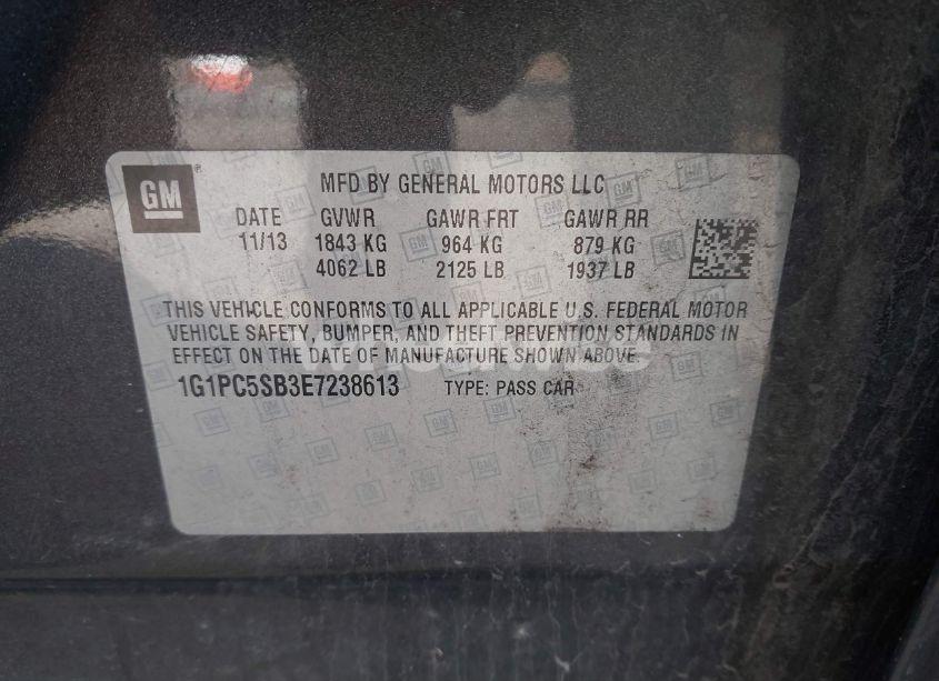 Photo 9 of 2014 Chevrolet Cruze 1LT AUTO (VIN 1G1PC5SB3E7238613)