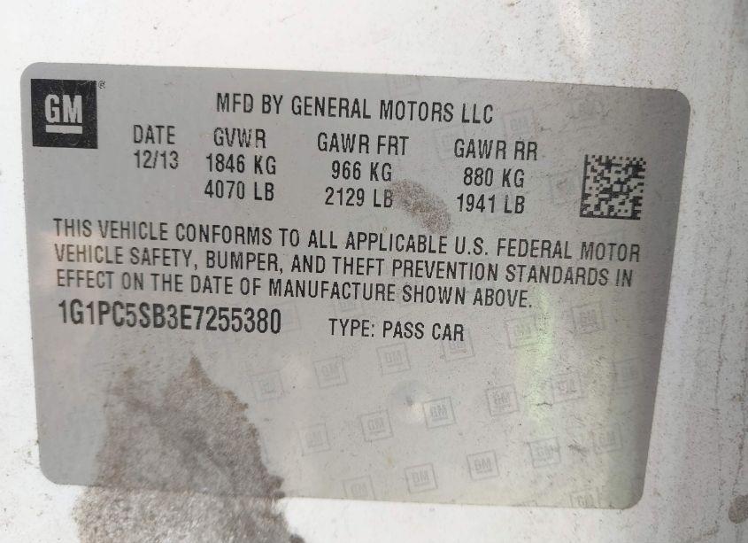 Photo 9 of 2014 Chevrolet Cruze 1LT AUTO (VIN 1G1PC5SB3E7255380)