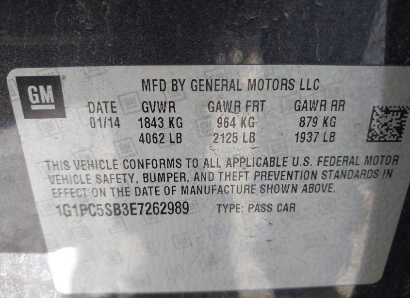 Photo 9 of 2014 Chevrolet Cruze 1LT AUTO (VIN 1G1PC5SB3E7262989)