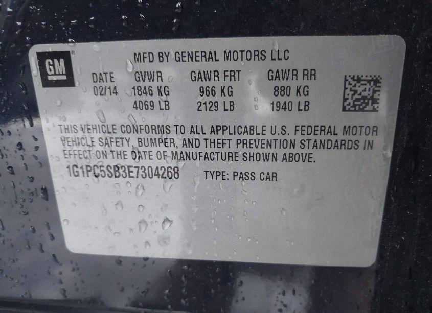 Photo 9 of 2014 Chevrolet Cruze 1LT AUTO (VIN 1G1PC5SB3E7304268)