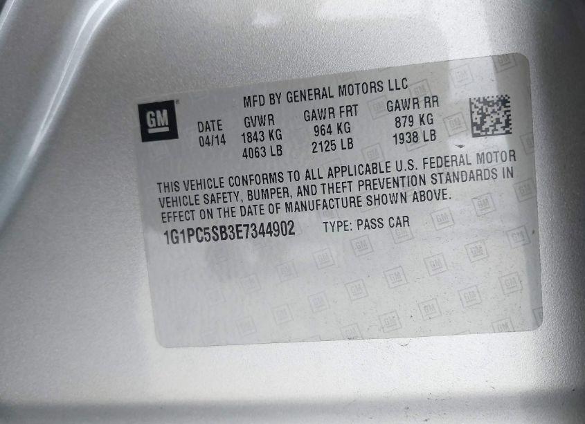 Photo 9 of 2014 Chevrolet Cruze 1LT AUTO (VIN 1G1PC5SB3E7344902)