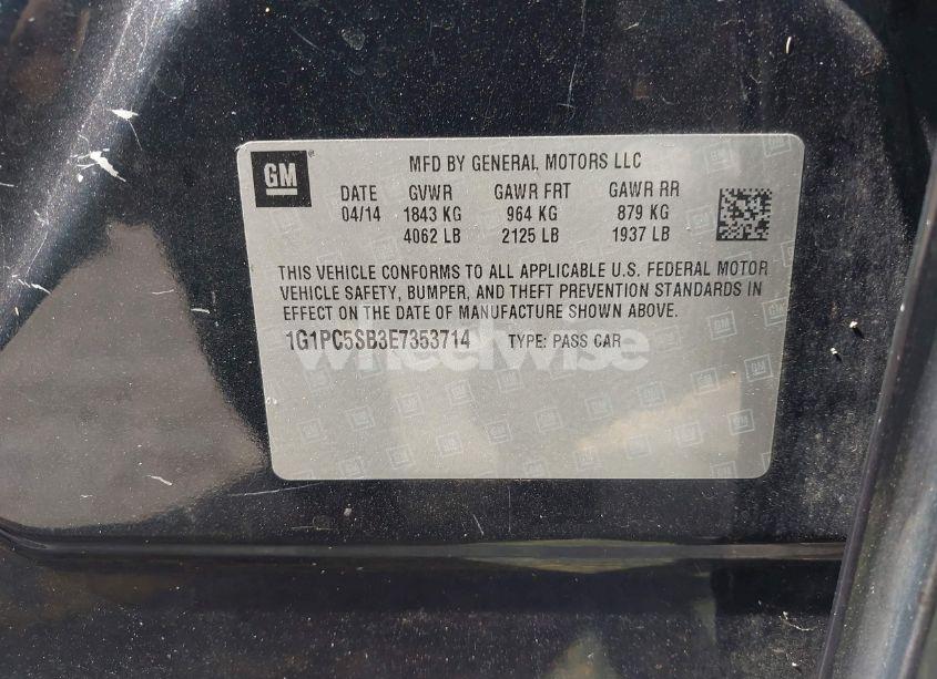 Photo 9 of 2014 Chevrolet Cruze 1LT AUTO (VIN 1G1PC5SB3E7353714)