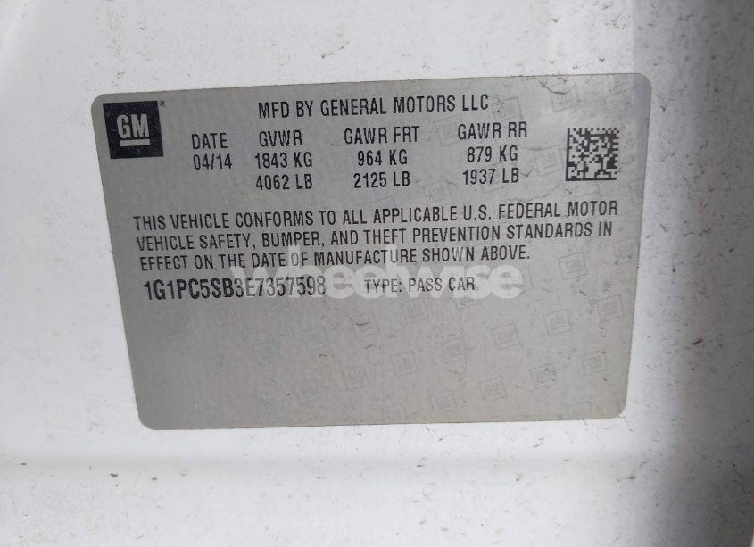 Photo 9 of 2014 Chevrolet Cruze 1LT AUTO (VIN 1G1PC5SB3E7357598)