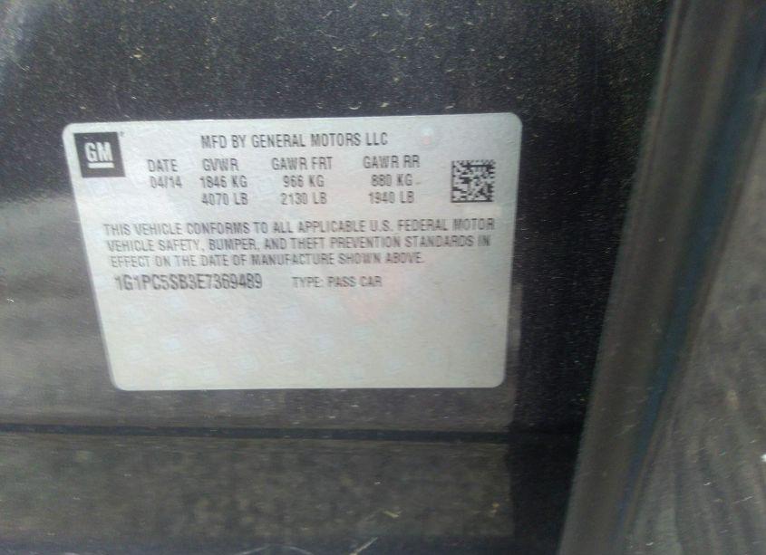 Photo 9 of 2014 Chevrolet Cruze 1LT AUTO (VIN 1G1PC5SB3E7369489)